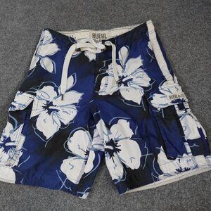 Ruehl 925 Board Shorts 30 Blue Floral Lined Vintage